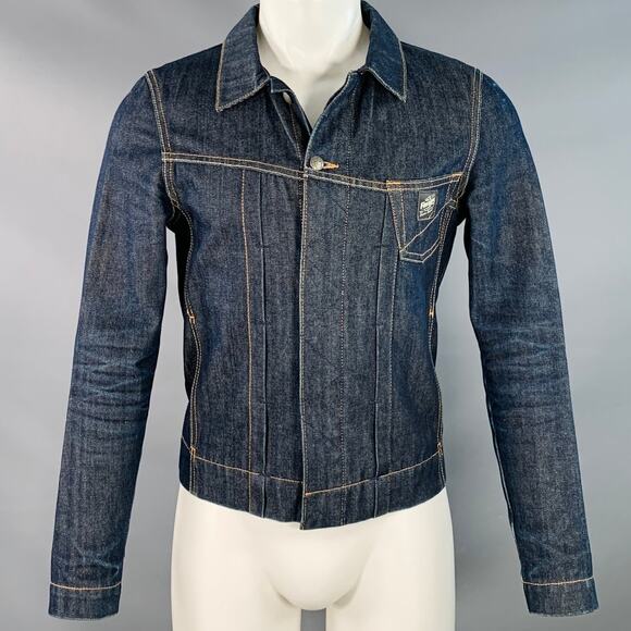 FIBEROPS Size S Blue Indigo Contrast Stitch Cotton Jacket - Picture 1 of 9